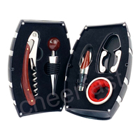 Bouteille de vin rapide en deux pièces, avec poignée en bois rouge, vis à bille et verseur, baril en plastique, ensemble cadeau, 5 pièces, Kit d'accessoires d'ouverture de bouteille de vin