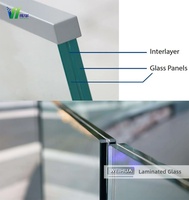 Escalier droit élégant et moderne en verre trempé avec rampe en verre pour économiser de l'espace dans les appartements