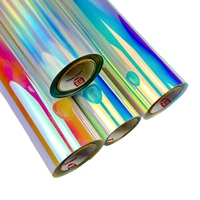 Roll Vinyl Holografik Iridescent Perekat Sendiri yang Dapat Dicetak, Biru Merah Laser Pelangi Film Chrome untuk Printer Inkjet