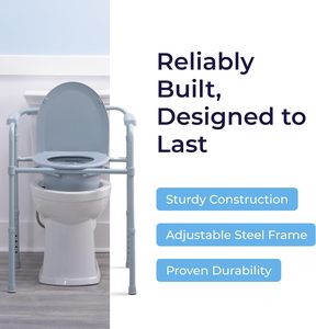 Chaise de toilette pliante 3-en-1 en acier thermolaqué, réglable en hauteur, solution WC portable et durable pour personnes âgées - Product Image 5