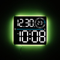 Jam Dinding Perpetual Kalender Kotak LED Karakter Besar Desain Nordik Bercahaya dalam Gelap dengan Warna RGB yang Dapat Berubah