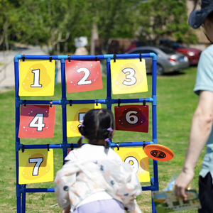 Accessoires d'activités de fête familiale en plein air : Ensemble de jeu de défi de tir et de lancer sur cible à neuf zones, avec disque volant, pour divertissement sportif - Product Image 1