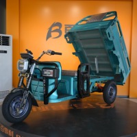 Tricycle électrique à benne basculante, cabine ouverte, différentiel d'essieu arrière, robuste pour travaux agricoles et livraison de gravier, capacité de charge 1000 kg