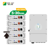 Sistema de Batería de Litio Apilable de Grado A, 51.2V 100Ah 5.12kWh, con Bluetooth y Equilibrio Activo