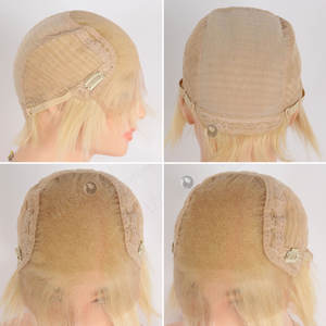 วิกผมแท้<span class=keywords><strong>สั้น</strong></span>สำหรับผู้หญิงสีบลอนด์รากเข้มเข้มแบบมีลูกไม้ด้านหน้า - Product Image 4