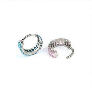 Anillo de Nariz de Aleación de Titanio F136, Anillo de Azúcar de Hielo, Anillo Cerrado con Circonita Brillante de Colores, Joyería de Titanio G23 para Piercing de Oreja, Regalo - Product Image 4