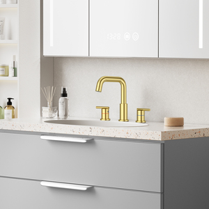 Grifo de Lavabo Cascada de Acero Inoxidable 304 con 3 Orificios, Color Dorado, para Baño, con Certificación CUPC - Product Image 2