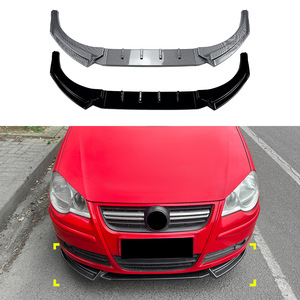 Amp-Z Front Bumper Lip Spoiler For Volkswagen Polo Mk4 9N 2005-2008 Piano Black Carbon Fiber Texture Matte Finish Tuning Style - Product Image 1