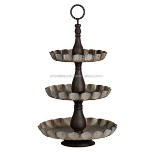 แท่นโชว์ตกแต่งคัพเค้กชุบสังกะสีทำจากสนิมแท่นวางเค้ก3ยางสำหรับงานแต่งงาน - Product Image 1