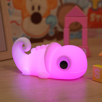Lampe de nuit en silicone à DEL Jouet Caméléon à sept couleurs à gradation Lampe de chevet à piles de type C pour enfants et bébés