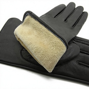 Guantes de Piel de Oveja Azules hasta la Muñeca, Estilo Sencillo, Sin Forro, Diseño Térmico para Uso Diario, Invierno, Casual - Product Image 3