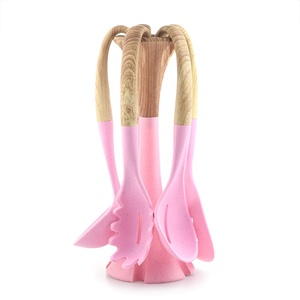 Set di 5 Utensili da Cucina Moderni in Nylon con Supporto, Logo Personalizzato, Rosa, Antiaderenti, Senza BPA, Non Tossici, Marca ODM - Product Image 1
