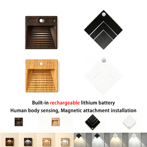 Lampe de nuit LED rechargeable à induction magnétique carrée moderne en ABS avec lumière blanche chaude/froide pour usage intérieur - Product Image 1