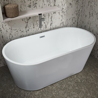 Baignoire autoportante ovale en acrylique blanc de luxe moderne avec fonction massage (bain à remous à air) et commande informatique, portable pour intérieur