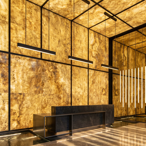 ผนังหินอ่อนเทียมกันไฟ ขนาด 2820x1220 มม. ลายดำทอง สำหรับพื้นที่เชิงพาณิชย์ - Product Image 1