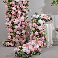 Nouvelle rangée de fleurs artificielles en soie rose, boule florale pour décoration d'arche de mariage, fenêtre et scène d'exposition