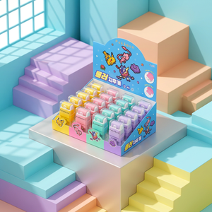 KR pokemon Pixel Art Tube Roller Eraser 24 PCS Box <b>Kids</b> Stationery Cute Anime Retro 8-bit - Product Image 1