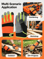 Gants de travail unisexes multi-usages HAIYI, respirants, avec dos en maille, paume antidérapante, bouts des doigts renforcés, fermeture auto-agrippante