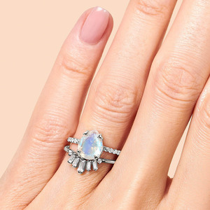 <span class=keywords><strong>Anillo</strong></span> de oro <span class=keywords><strong>amarillo</strong></span> <span class=keywords><strong>con</strong></span> piedra lunar de arcoíris y <span class=keywords><strong>topacio</strong></span> blanco, <span class=keywords><strong>anillo</strong></span> de ninfa y banda sotana, superventas - Product Image 5