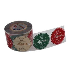 Adesivo personalizzato rotolo adesivo impermeabile in vinile marchio con Logo rotondo Logo aziendale adesivo Bon Appetit etichette di imballaggio alimentare - Product Image 4