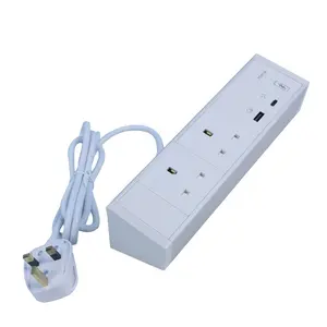 45W PD USB-C Laptop Charging Power Strip 2200W/10A CE ROHS Approval UK Power Outlet Desktop Edge Clamp On Power