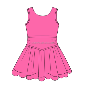Vestido de yoga sin mangas para niñas con pantalones cortos incorporados, dobladillo de encaje ondulado, tela de yoga, ropa deportiva, logotipo personalizado, color personalizado, talla personalizada - Product Image 4