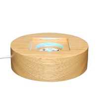 Veilleuse LED USB 3D moderne, lumière blanc chaud, base en bois massif, DIY, salon, lumineuse, à brancher, intensité réglable, garantie 2 ans