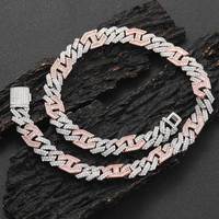 Hip Hop 15mm VVS Moissanite Cubain Chaîne Collier 925 Bijoux En Argent Sterling 3 Rangée Plein Diamant Prong Cubain Diamant Colliers