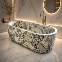 Baignoire ovale autoportante en marbre Xiangxuemei Spider Web, sur mesure, noir et blanc, luxe, pour salle de bain, spa, hôtel