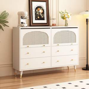 Black Rattan Woven Chest Of <b>Drawers</b> With Multi Layered <b>Storage</b> <b>For</b> Living Room And Dining Room - Product Image 3