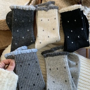 Chaussettes décontractées épaisses en laine pelucheuse à motif floral de style français 2025 pour femmes, utilisation quotidienne automne/hiver, fonction thermique, taille unique - Product Image 4