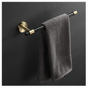 Modern Wall Mounted Gold Stainless Steel Bathroom Walnut Single <strong>Towel</strong> <strong>Rail</strong> - Product Image 5