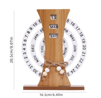 Calendrier de bureau rotatif manuel en bois naturel de conception créative de haute qualité de vente chaude pour la décoration de bureau à domicile