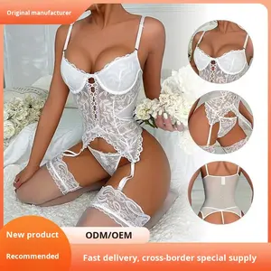 Европейский Американский бестселлер, лидер продаж, сексуальное Полупрозрачное кружевное боди, Корректирующее белье, нижнее белье с пуш-ап, фирменный комплект - Product Image 2