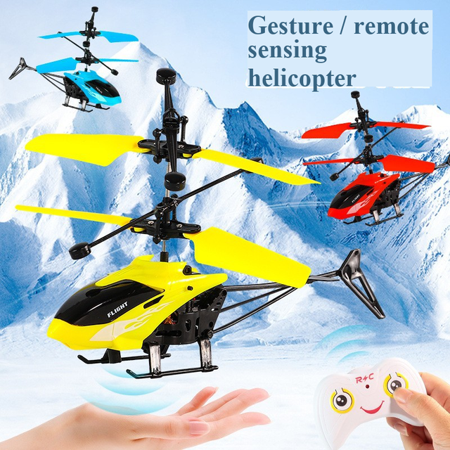 Dual-Mode Remote Control Induction Helicopter for Children Luminous Flying Aircraft Gesture Suspension Feature RC