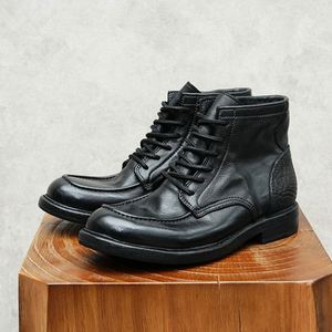 Fashion Trend <b>Pointed</b>-<b>Toe</b> Retro Genuine Leather Handmade Men's Business Formal Oxford Breathable Shoe - Product Image 3