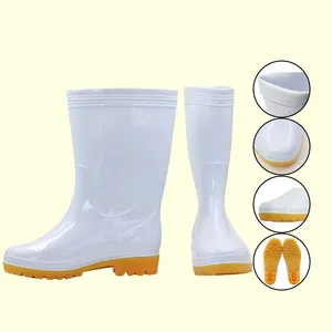 รองเท้ายางกันน้ำสำหรับสวนในน้ำทำจากพีวีซีสีขาวรองเท้าบูตกันน้ำสำหรับโรงงานผู้ใหญ่