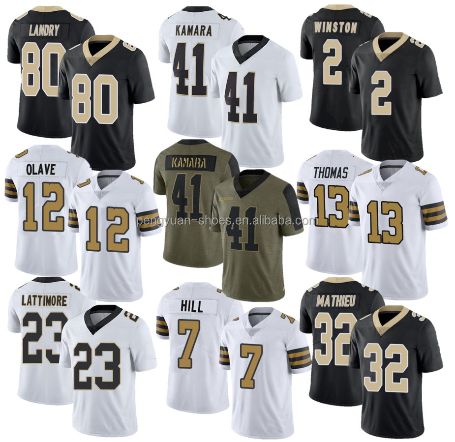 Лучшее качество #12 Крис Олав #41 Альвин Камара #7 тайсом Хилл #13 Майкл Томас #23 Marshon латволтур Джерси для американского футбола