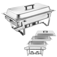 Pemanas Makanan Buffet Listrik 9L Stainless Steel untuk Hotel & Restoran, Peralatan Pemanas Bahan Bakar untuk Chafing Dish