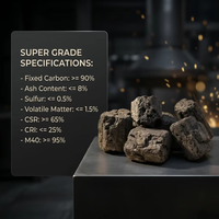 Coke de fonderie chinois de 80-120 mm, coke de fonderie premium, coke métallurgique à haute valeur calorifique pour la fusion des métaux