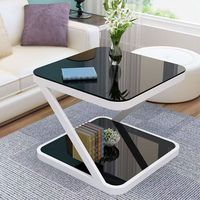 Table basse moderne en verre trempé durable pour petit appartement, salon, chambre à coucher, avec structure en acier, design luxueux