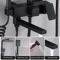 Ensemble de douche mural noir en acier inoxydable pour salle de bain, mitigeur de douche moderne de luxe