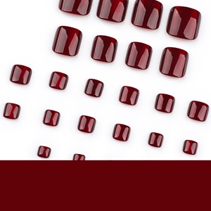 Faux ongles réutilisables <span class=keywords><strong>pour</strong></span> le <span class=keywords><strong>Nouvel</strong></span> <span class=keywords><strong>An</strong></span>, motif œil de chat rouge, prédécoupés, à porter, courts, carrés, couleur unie simple, vente en gros - Product Image 4