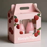 Boîte en carton pour emballage de jus de fruits, boîte en carton personnalisée pour bouteille de boisson, boîtes en carton ondulé avec poignée et fenêtre transparente