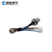 Connecteur femelle codé sur mesure en laiton nickelé, étanche IP67, M8, 5 broches, pour panneau, avec bornes JST, ZLconnector, 3A