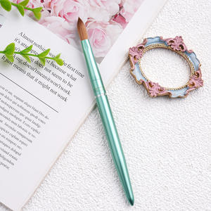 Moda verde diamante metallo manico personalizzato crimpato Nail Art pennelli 100% Kolinsky acrilico Nail Brush all'ingrosso #8 #10 #12 #14 #16 - Product Image 6