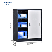 Armoire de classement en acier en gros avec 3 niveaux, meuble de rangement de bureau en métal avec portes coulissantes en verre, casier en acier, Lemari Arsip
