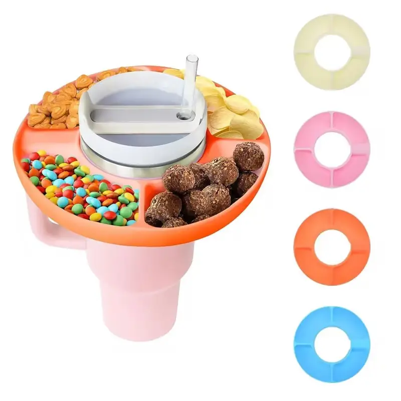 40 oz Tumbler với xử lý với khay Snack với tái sử dụng Snack Vòng Silicone Tumbler Snack bát cho 40 oz Tumbler với xử lý