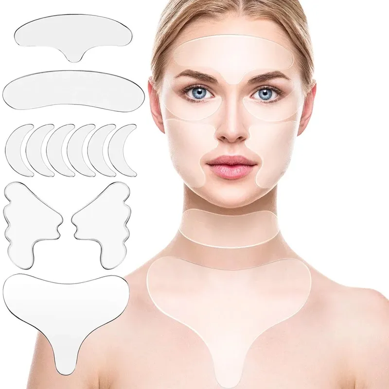 16 Stück wiederverwendbare Anti-Falten-Silikon-Proben-Aufkleber Kinn-Kinn-Klebeband Gesichtspflege Augenflicken Anti-Falten-Entferner Face-Lifting-Klebeband