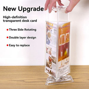 Exhibidor de <span class=keywords><strong>Menú</strong></span> Triangular de 3 Lados con Base Giratoria Redonda para Mesa de Restaurante, Pub, Bebidas, Porta Letreros, MOQ Bajo - Product Image 6